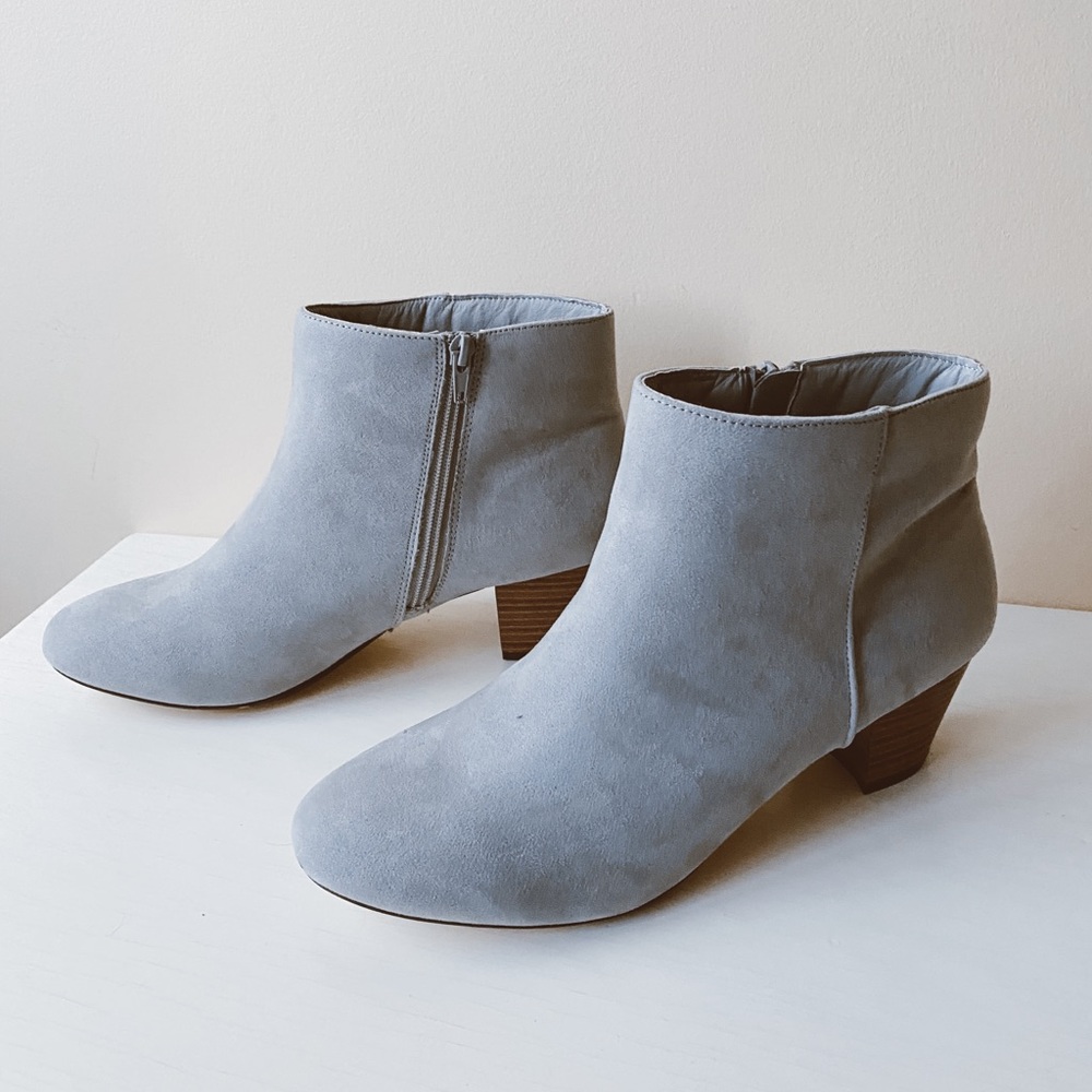 JustFab Gray Vegan Suede Booties